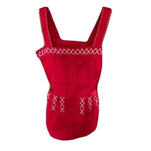 s  tres chic red aztec embroidered sleeves  Women Top 100% cotton